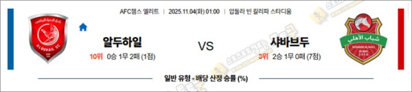 11월 04일 ACLE 알두하일 vs 샤바브두